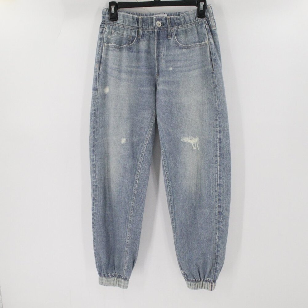 rag & bone Pants Womens S Miramar High Rise faux Denim Knit Cotton Terry Jogger